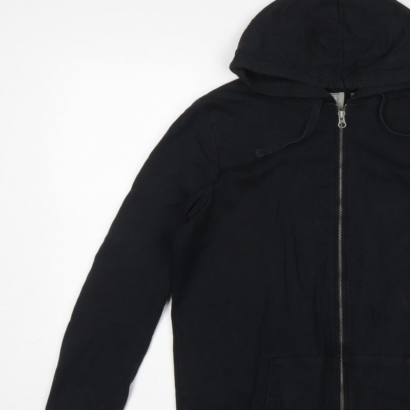 ASOS Women’s Black UK 10 Full Zip Cotton Hoodie Drawstring Pockets