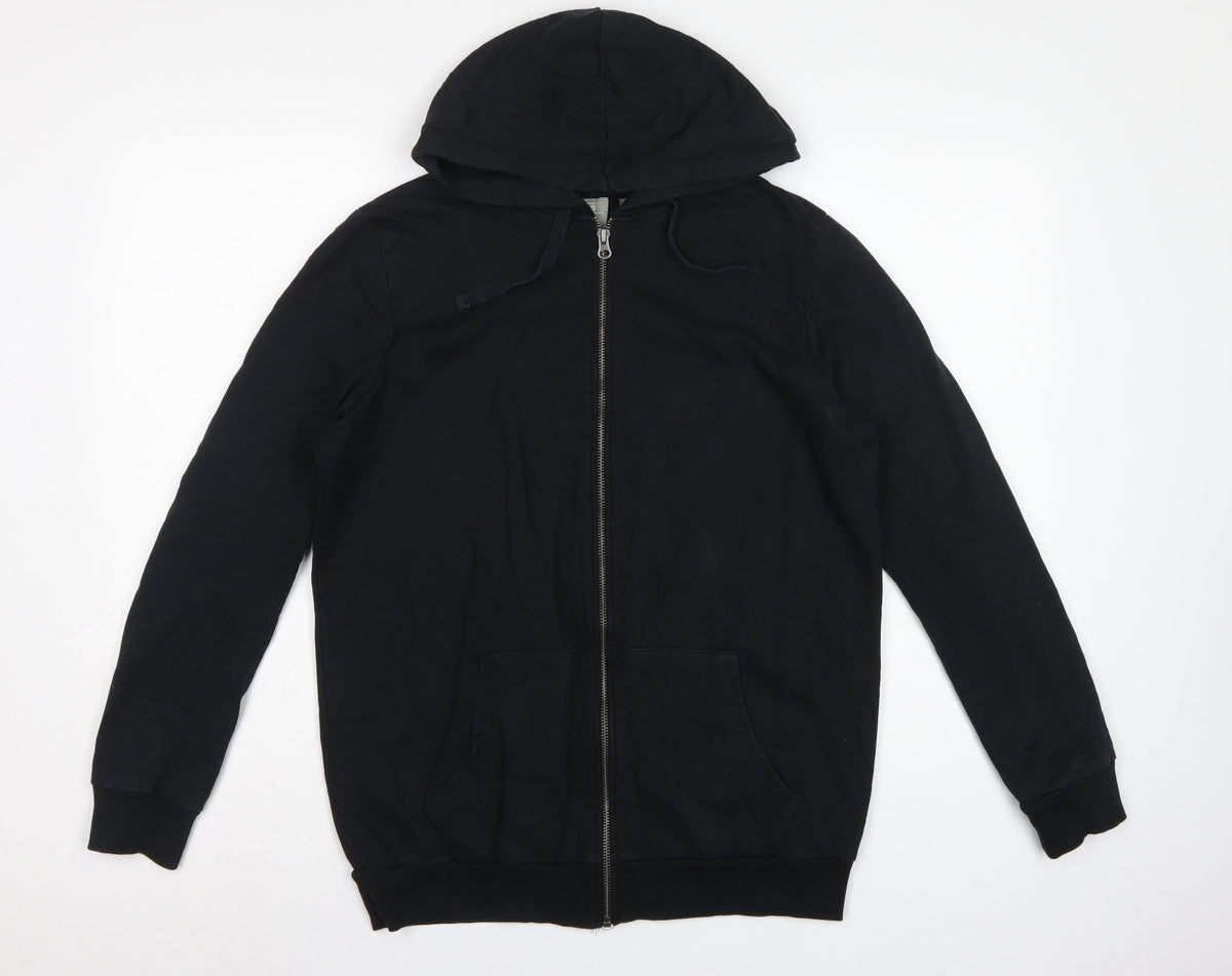 ASOS Women’s Black UK 10 Full Zip Cotton Hoodie Drawstring Pockets