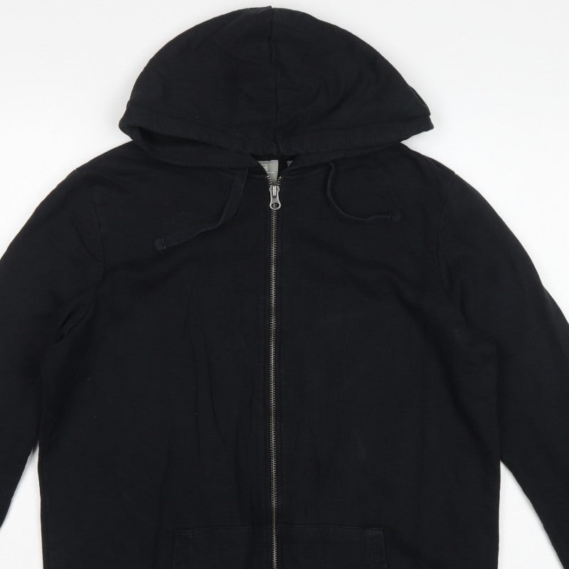 ASOS Women’s Black UK 10 Full Zip Cotton Hoodie Drawstring Pockets