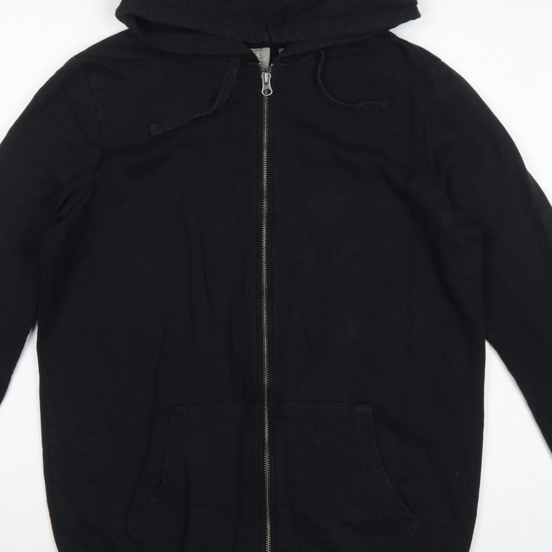 ASOS Women’s Black UK 10 Full Zip Cotton Hoodie Drawstring Pockets