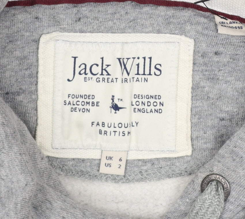 Jack Wills Women’s Grey UK 6 Pullover Hoodie Logo Colourblock