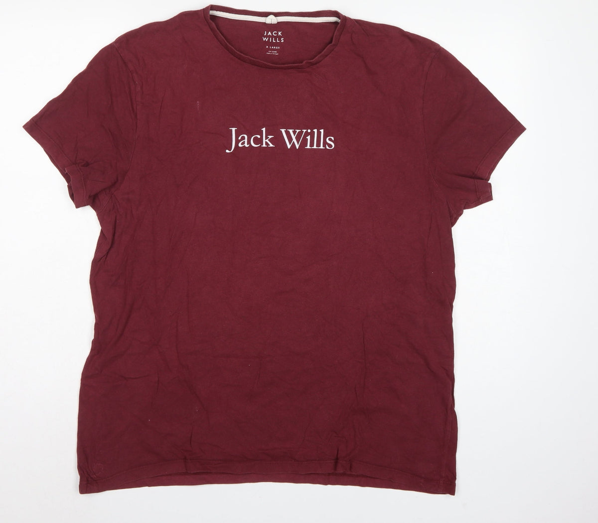 Back view of Jack Wills Men’s Burgundy XL Logo Graphic Crew Neck T-Shirt