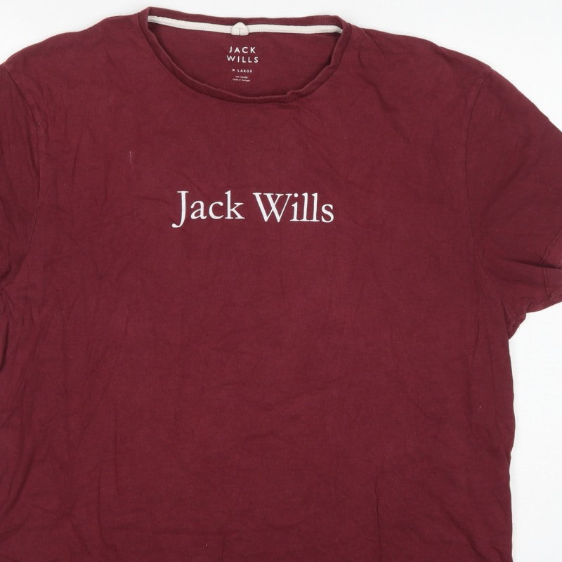 Additional view of Jack Wills Men’s Burgundy XL Logo Graphic Crew Neck T-Shirt