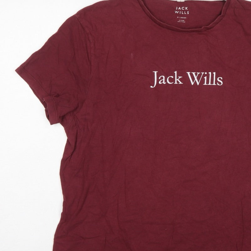 Additional view of Jack Wills Men’s Burgundy XL Logo Graphic Crew Neck T-Shirt