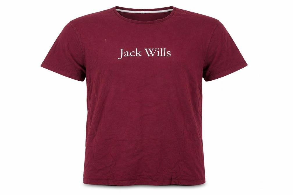 Front view of Jack Wills Men’s Burgundy XL Logo Graphic Crew Neck T-Shirt