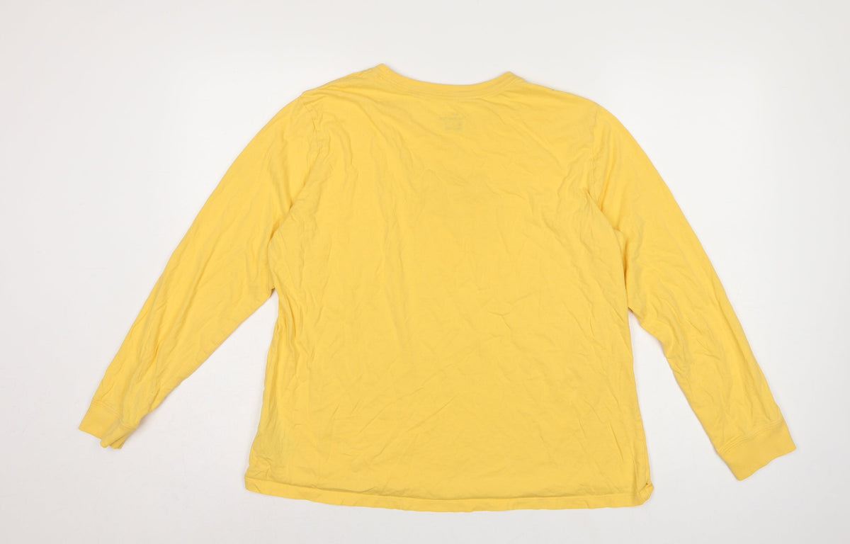 Nike Women Yellow XL Logo Long Sleeve Crew Neck Cotton T-Shirt