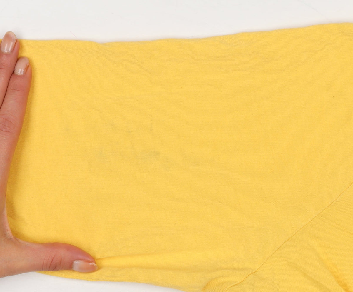Nike Women Yellow XL Logo Long Sleeve Crew Neck Cotton T-Shirt