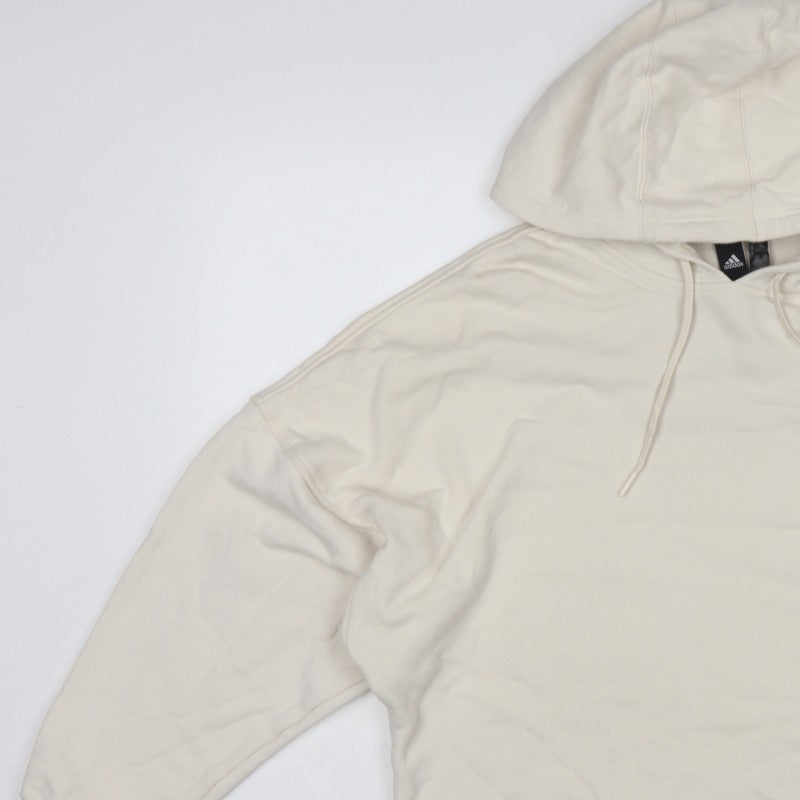 Adidas Women’s Ivory S Pullover Hoodie Logo Drawstring Cotton Blend