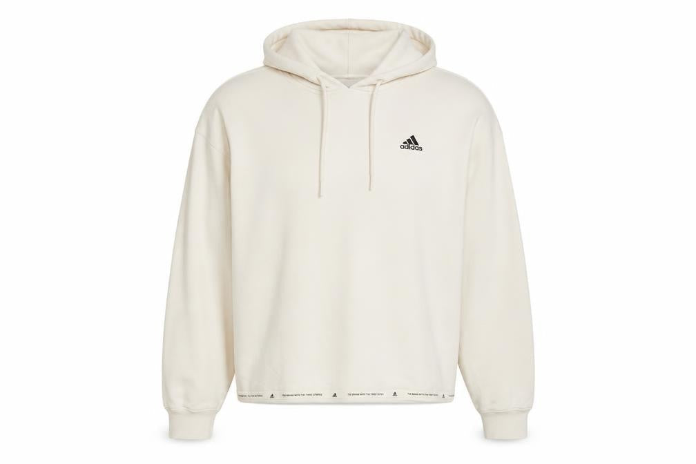 Adidas Women’s Ivory S Pullover Hoodie Logo Drawstring Cotton Blend