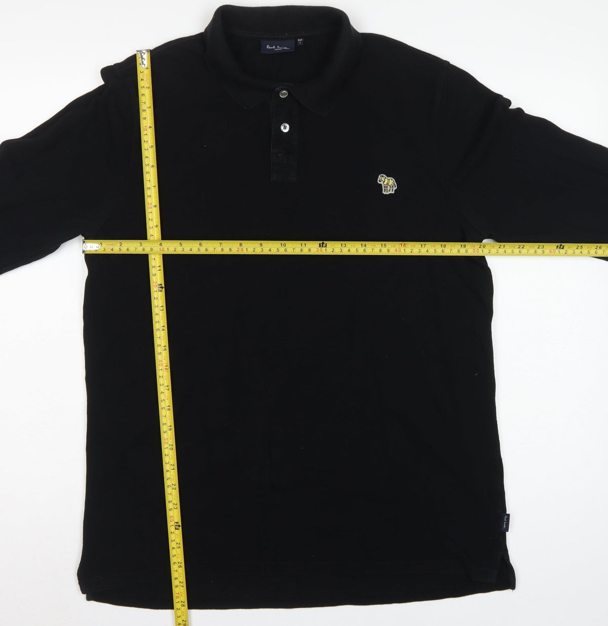 Paul Smith Jeans Men’s Black L Long Sleeve Cotton Polo Shirt Logo