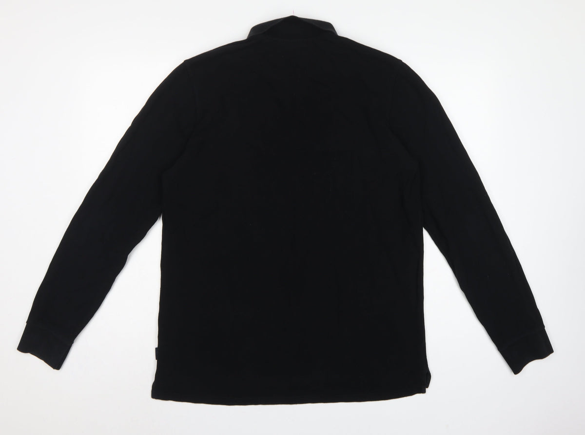 Paul Smith Jeans Men’s Black L Long Sleeve Cotton Polo Shirt Logo