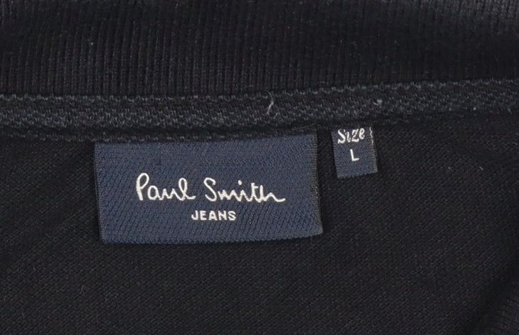 Paul Smith Jeans Men’s Black L Long Sleeve Cotton Polo Shirt Logo