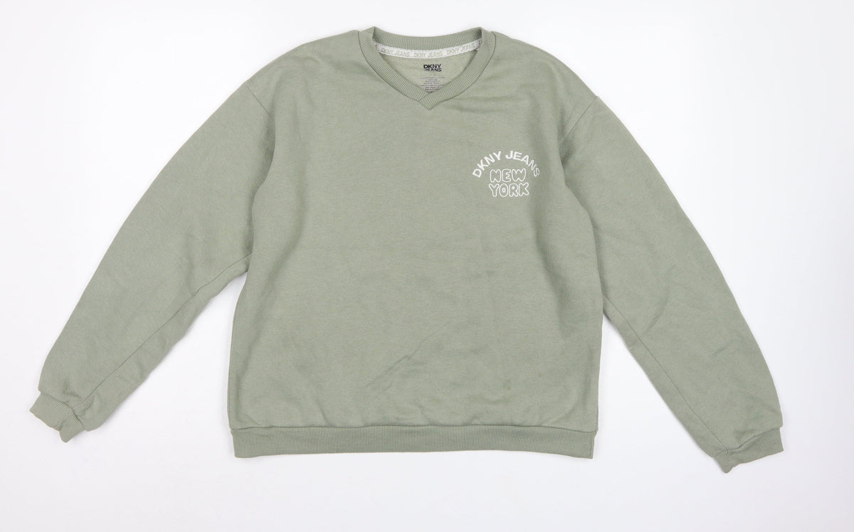 DKNY Jeans Girls Green 14 Years Pullover Sweatshirt New York Logo