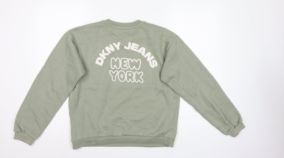 DKNY Jeans Girls Green 14 Years Pullover Sweatshirt New York Logo