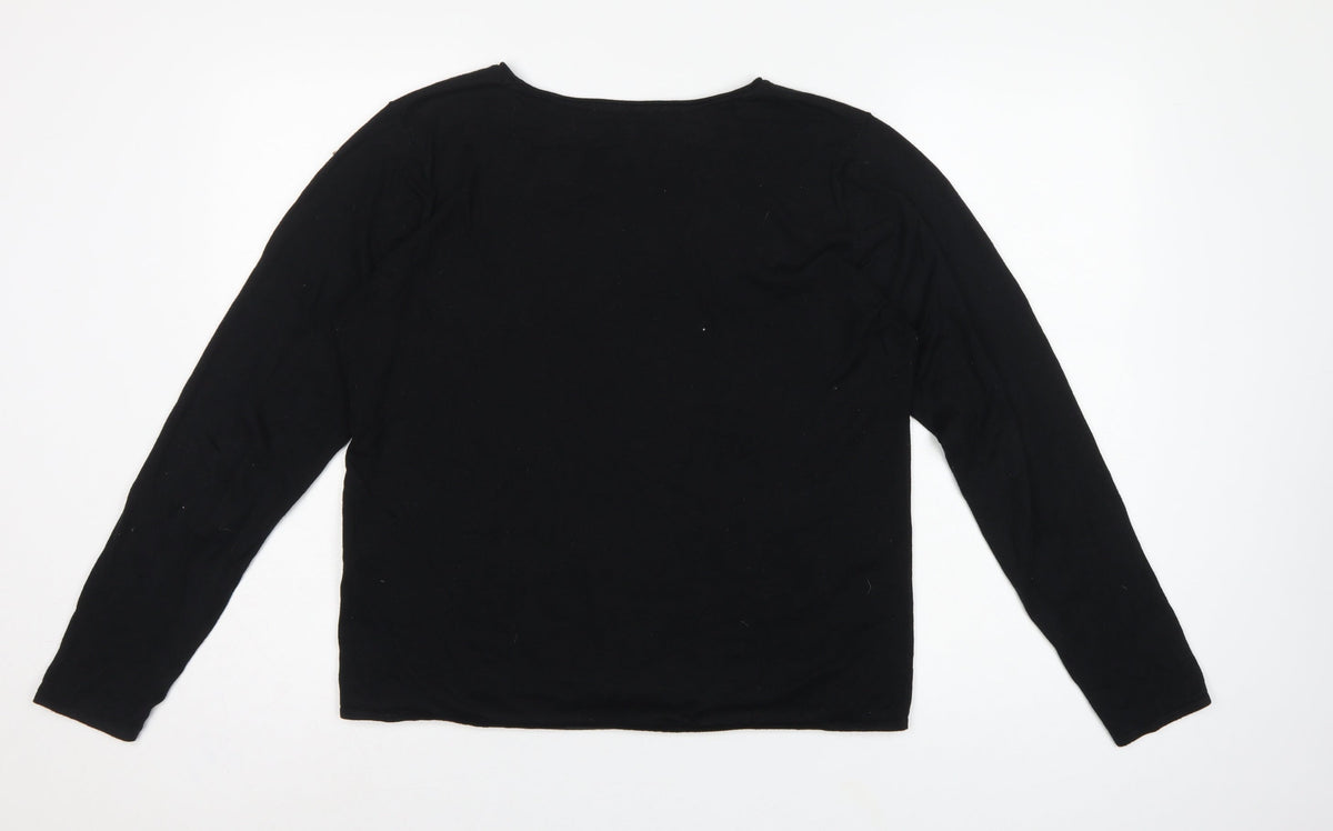 Selected Femme Women’s Black L Tencel Cotton Fine Knit Crew Neck Jumper