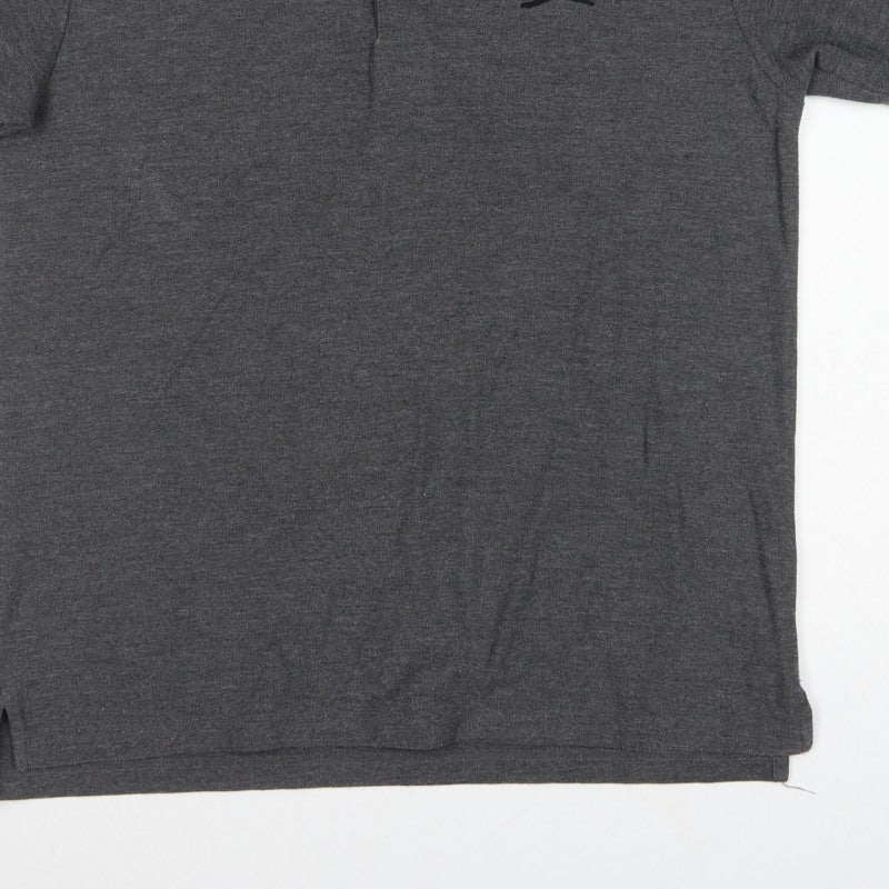 Slazenger Men's Grey L Short Sleeve Cotton Blend Logo Polo Shirt