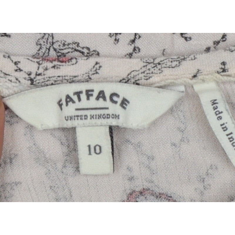 FatFace Women Ivory Floral Button Back 3/4 Sleeve Blouse UK 10