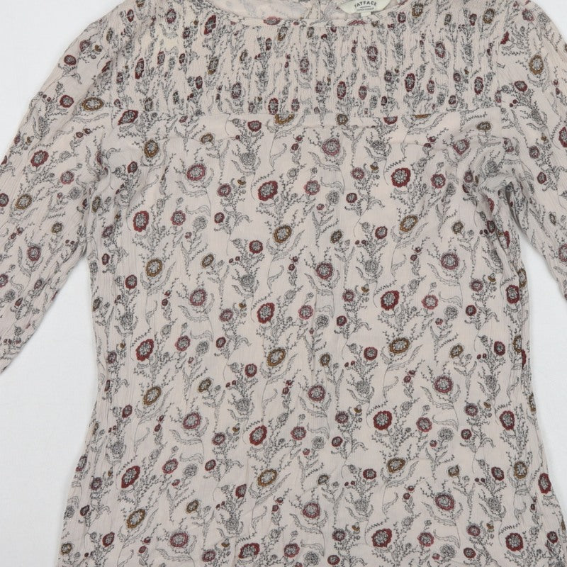 FatFace Women Ivory Floral Button Back 3/4 Sleeve Blouse UK 10
