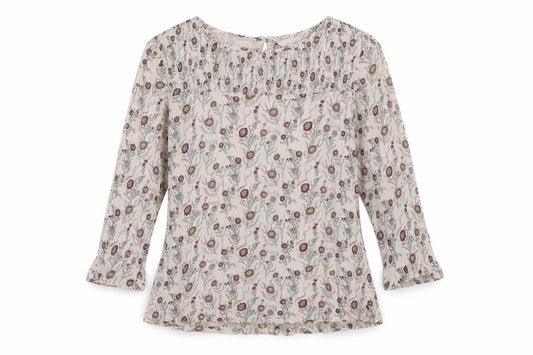 FatFace Women Ivory Floral Button Back 3/4 Sleeve Blouse UK 10