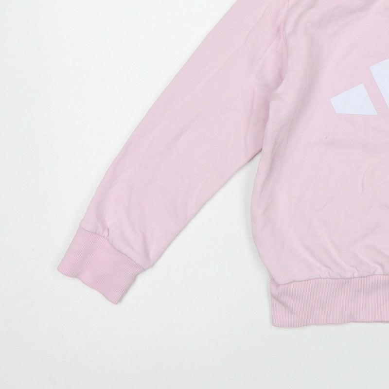 adidas Girls Pink 7-8 Years Pullover Logo Sweatshirt Crew Neck