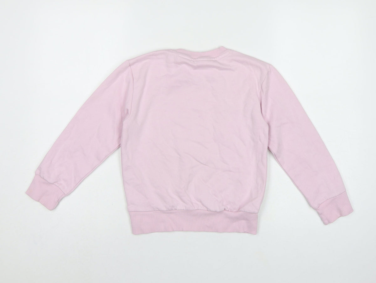 adidas Girls Pink 7-8 Years Pullover Logo Sweatshirt Crew Neck