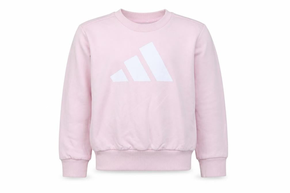 adidas Girls Pink 7-8 Years Pullover Logo Sweatshirt Crew Neck