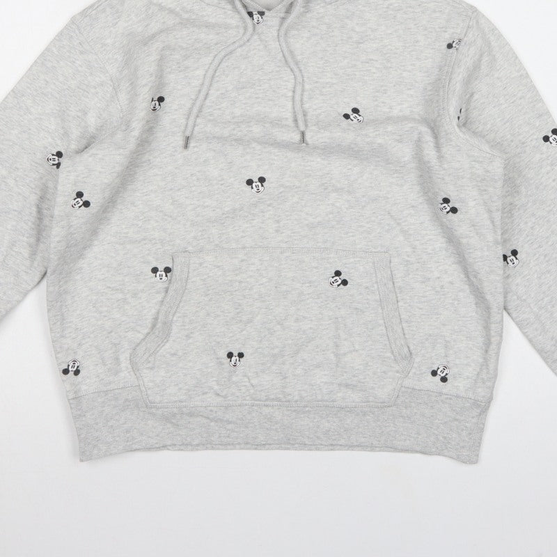 H&M L.O.G.G. Women Grey S Mickey Mouse Hooded Pullover Sweatshirt