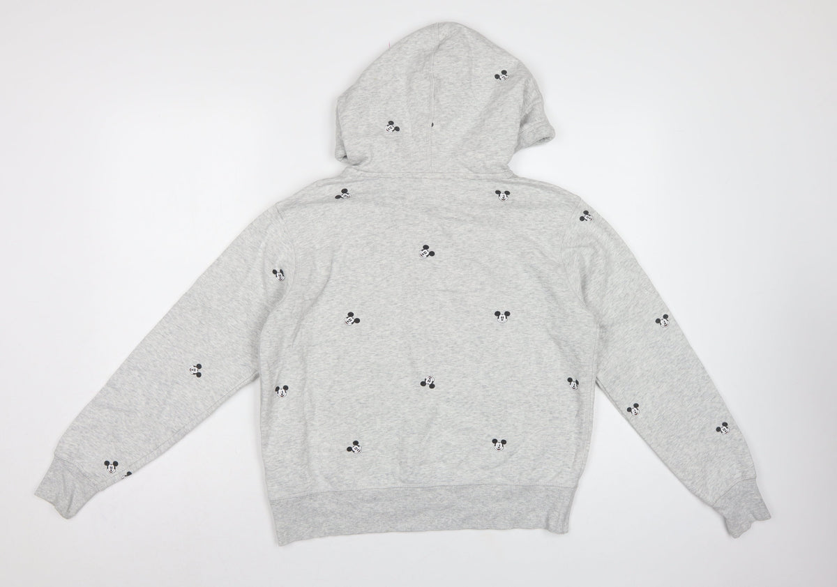 H&M L.O.G.G. Women Grey S Mickey Mouse Hooded Pullover Sweatshirt