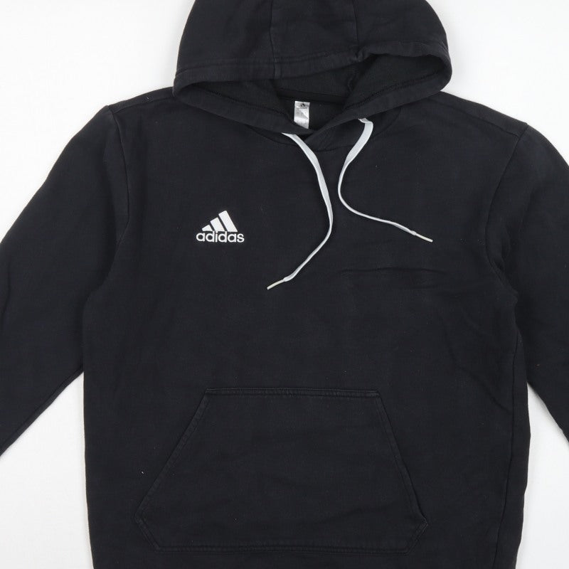 adidas Men’s Black S Pullover Hoodie Logo Sports Fleece