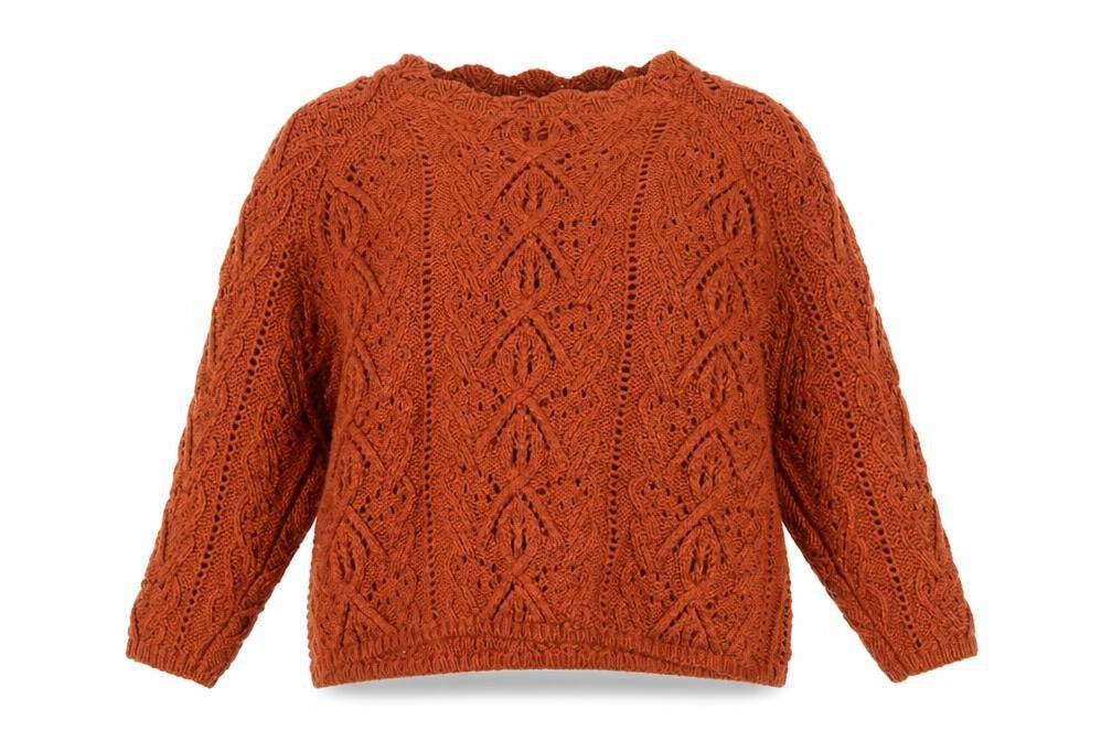 Next Women Orange XL Cable Knit High Neck 3/4 Sleeve Jumper