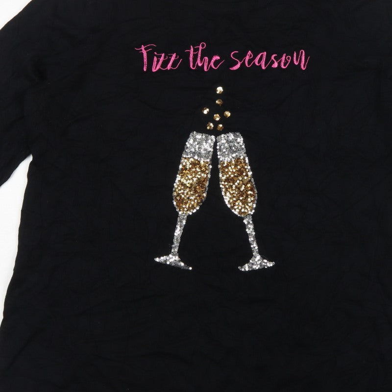 Evans Women's Black Size 22/24 Sequin Champagne Christmas Pullover Jumper