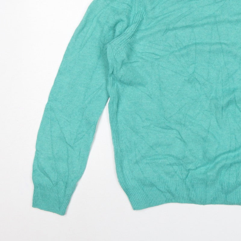 Marks and Spencer Women Green UK 14 Lambswool Crew Neck Pullover Jumper