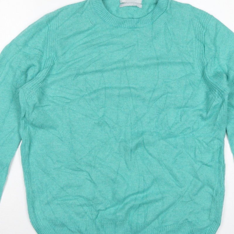 Marks and Spencer Women Green UK 14 Lambswool Crew Neck Pullover Jumper