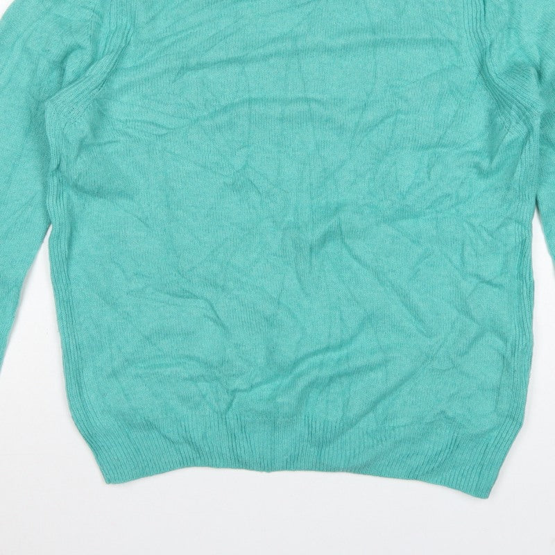 Marks and Spencer Women Green UK 14 Lambswool Crew Neck Pullover Jumper