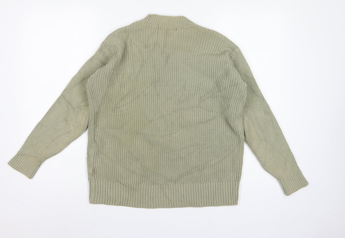 Marks and Spencer Women’s Green S Geometric Knit Crew Neck Jumper