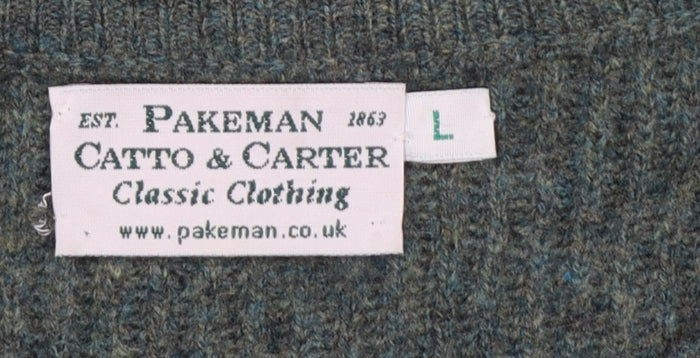 Pakeman Catto & Carter Men’s Green L Pure Wool Crew Neck Jumper