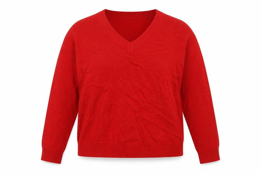 Brave Soul Women’s Red V-Neck Acrylic Knit Pullover Jumper L