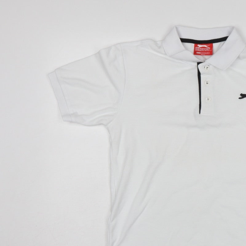 Slazenger Men's White XS Polo Shirt Logo Contrast Trim Short Sleeve