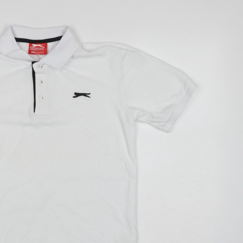 Slazenger Men's White XS Polo Shirt Logo Contrast Trim Short Sleeve