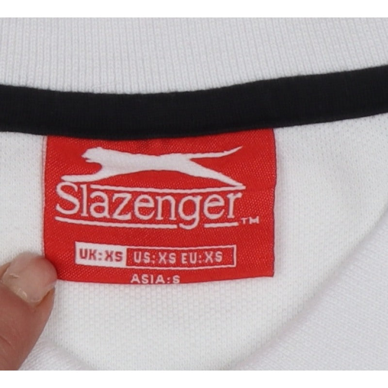 Slazenger Men's White XS Polo Shirt Logo Contrast Trim Short Sleeve