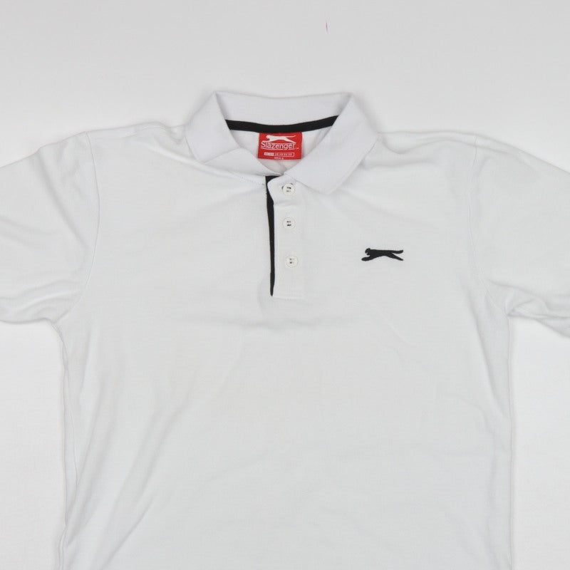 Slazenger Men's White XS Polo Shirt Logo Contrast Trim Short Sleeve