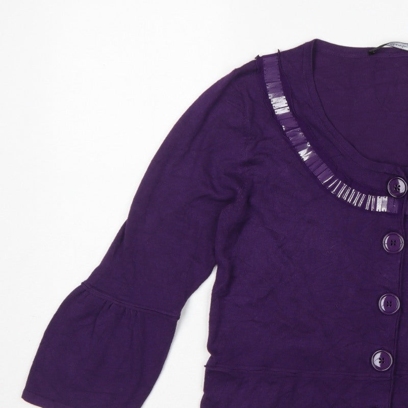 Betty Barclay Women’s Purple UK 12 Button Bell Sleeve Cardigan