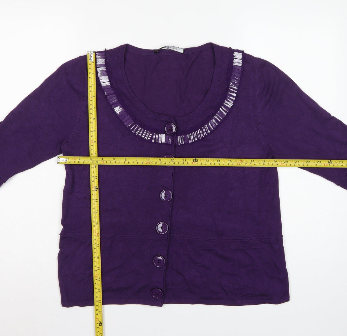 Betty Barclay Women’s Purple UK 12 Button Bell Sleeve Cardigan