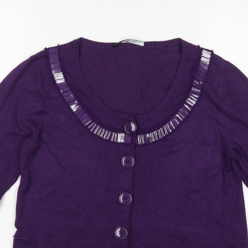 Betty Barclay Women’s Purple UK 12 Button Bell Sleeve Cardigan