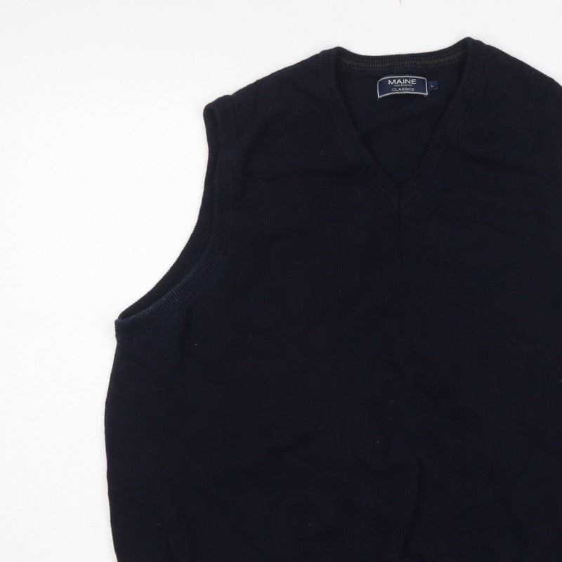 Maine New England Classics Men’s Blue L Cotton V-Neck Knit Vest