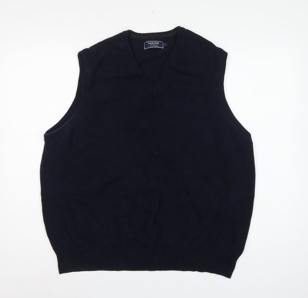 Maine New England Classics Men’s Blue L Cotton V-Neck Knit Vest