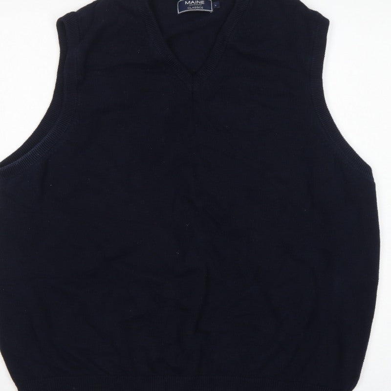 Maine New England Classics Men’s Blue L Cotton V-Neck Knit Vest