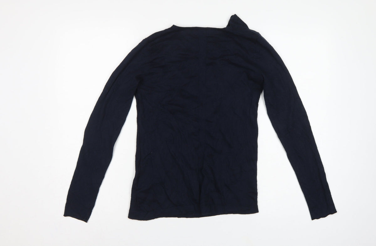 Jigsaw Women’s Blue Cowl Neck Fine Knit Jumper Size S Cashmere Silk