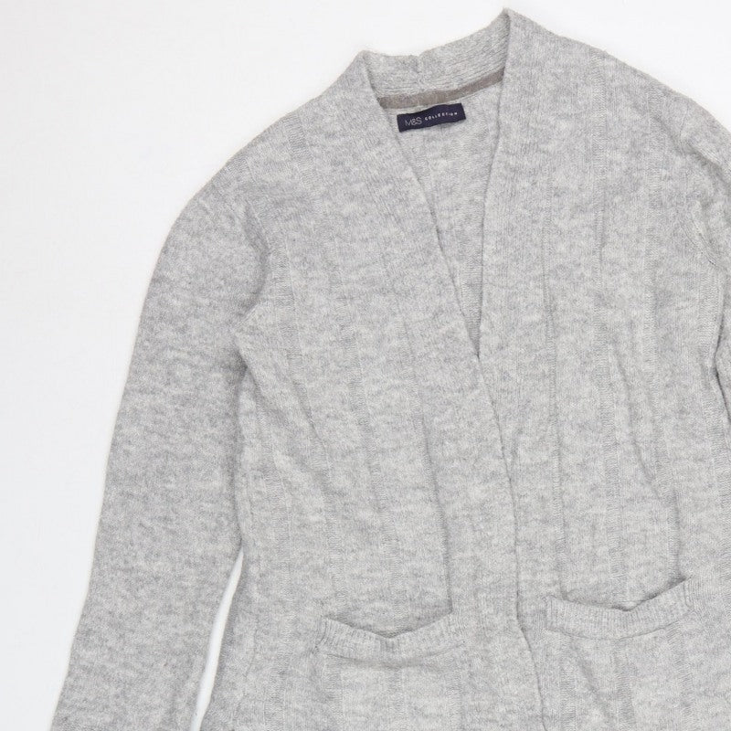 Marks and Spencer Women Grey S Open Cable-Knit Cardigan