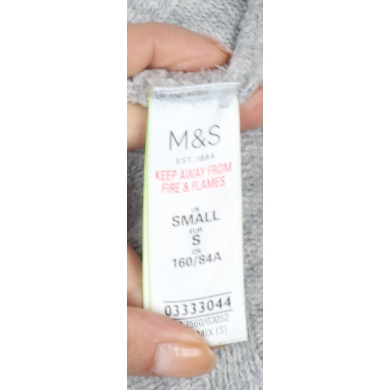 Marks and Spencer Women Grey S Open Cable-Knit Cardigan